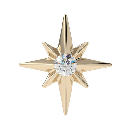 "North Star" Threaded End in Gold & Platinum with CZ